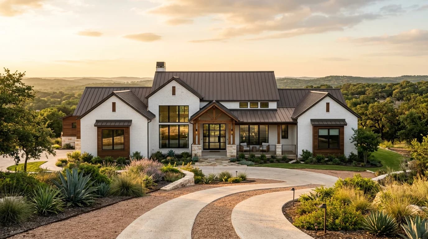 Custom limestone and metal-roof home on acreage in Dripping Springs, Texas
